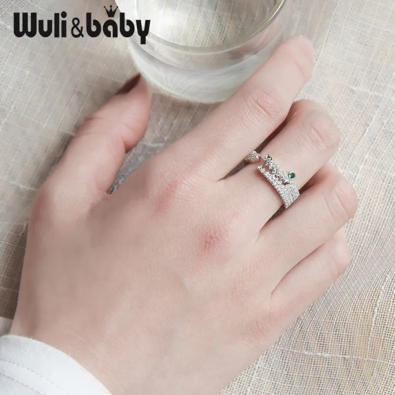 Wuli &amp baby Стразы крокодил серебристый цвет регулируемый открытый кольцо для