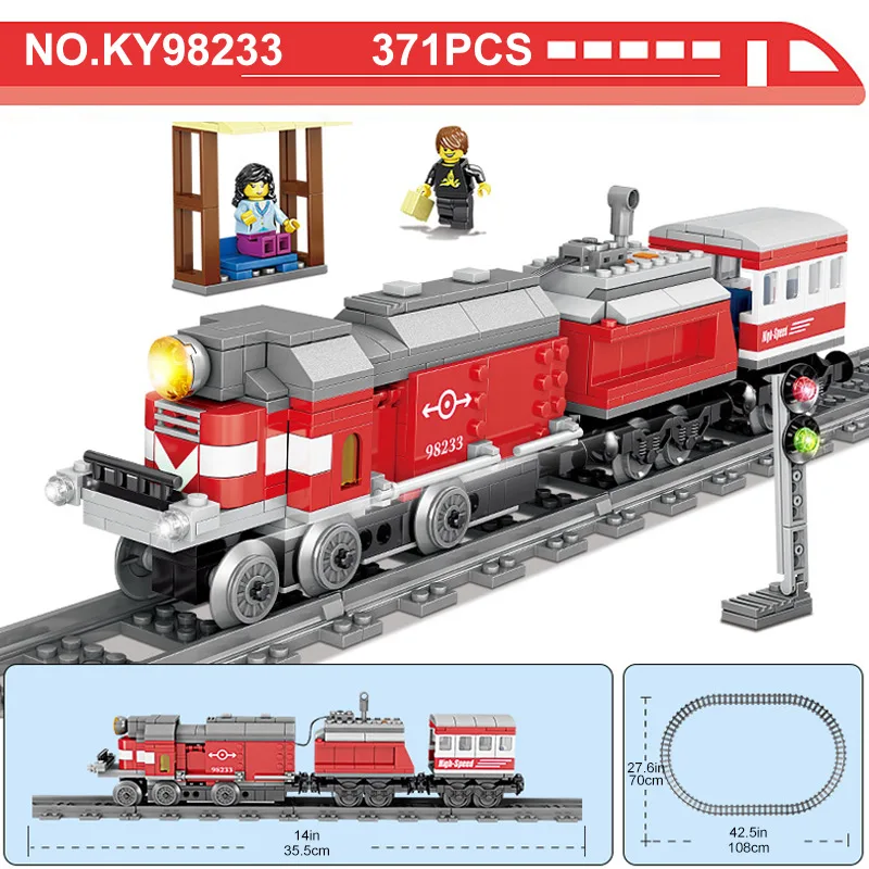 98233 no oval track KAZI, детские игрушки, блоки, на батарейках, Электрический поезд, городской рельс, моделирование, строительные блоки, развивающие игрушки для детей - Цвет: 98233 no oval track