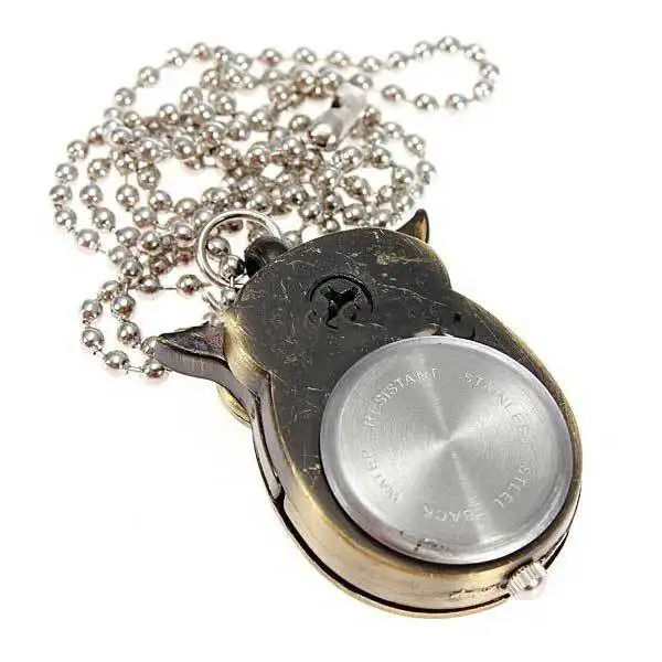 Decathlete Vintage Bronze Owl Pendent Quartz Pocket Watch Chain Necklace | Лампы и освещение