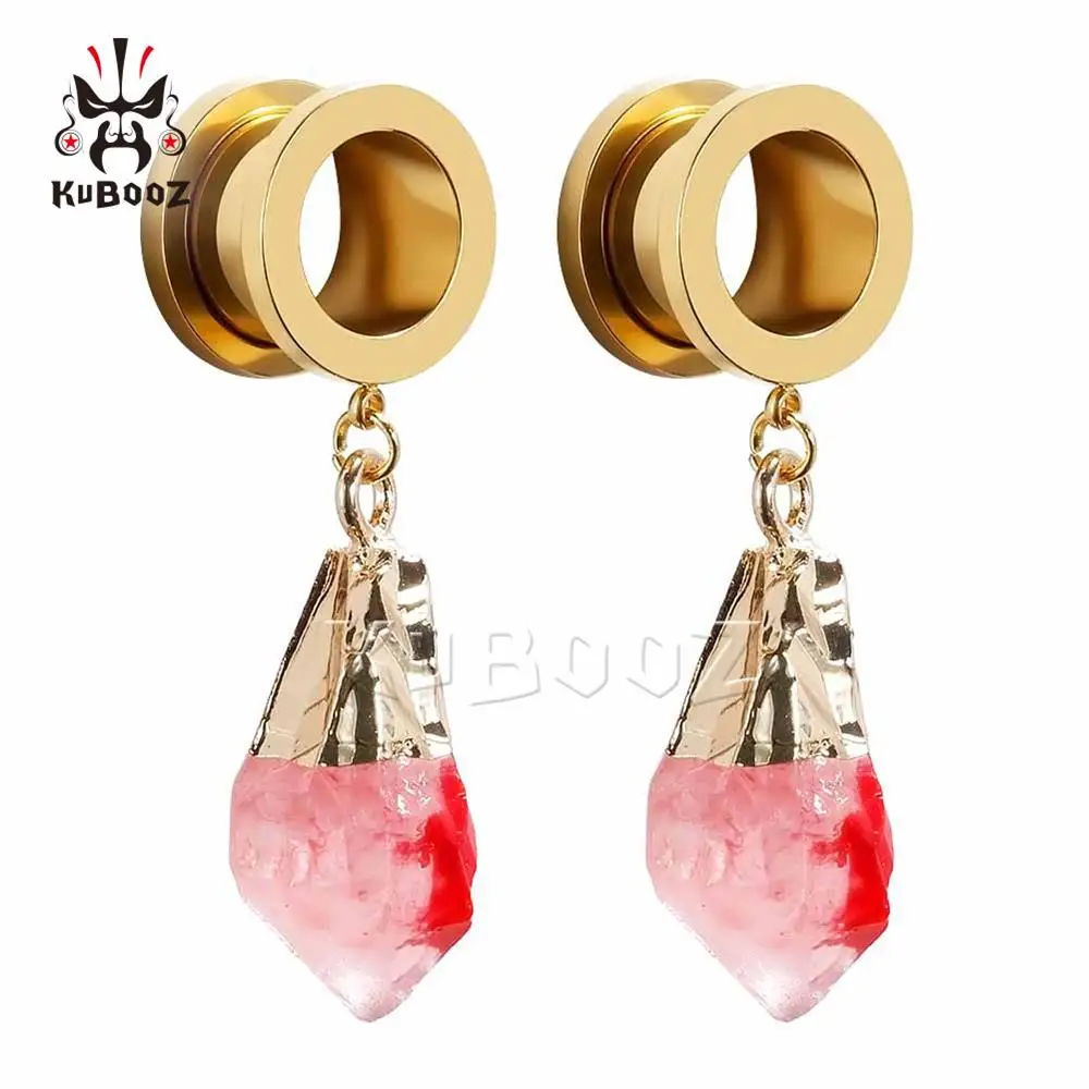 Style 3 KUBOOZ Висячие беруши пирсинг туннели Кристальные серьги-подвески ювелирные изделия для тела стальные серьги-винт расширитель для женщин модный подарок 2 шт - Окраска металла: Style 3