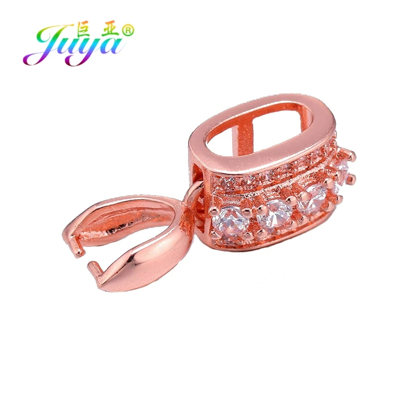 Rose Gold Juya DIY серьги, основные ювелирные изделия, ручная работа, зажим для байки, бусина с зажимом, колпачки, аксессуары для женщин, кристалл, агат, изготовление ювелирных изделий - Цвет: Rose Gold