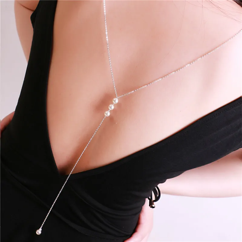 Новинка 2018 Модный жемчужный задник с глубоким v-образным вырезом свадебное