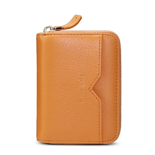 Orange-12CardSlots Кожаный футляр для карточек NewBring, с 30 12-битной блокировкой NFC, кошелек для мужчин и женщин на молнии, для банковских карточек, визиток и удостоверений - Цвет: Orange-12CardSlots