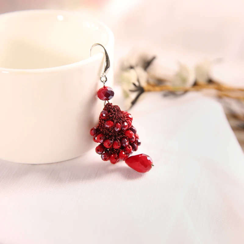 ROSE LIFE 2018 New Bohemian hand-woven crystal earrings Fashionable Lady Earrings | Украшения и аксессуары