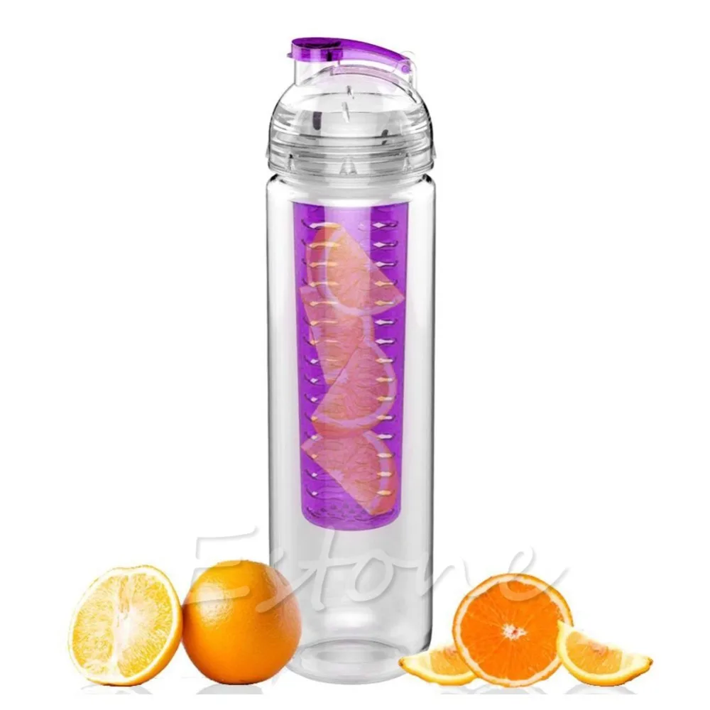 Flip Lid Fruit Lemon Juice Filter Cup Infusing Infuser Detox Water Health Bottle