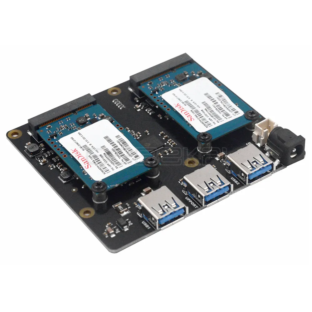 Geeekipi X852 двойной MSATA SSD экранированный USB 3,0 модуль Плата расширения памяти Мощность адаптер для Raspberry Pi 1 Модель B+/2/3(B PLUS) из искусственной кожи