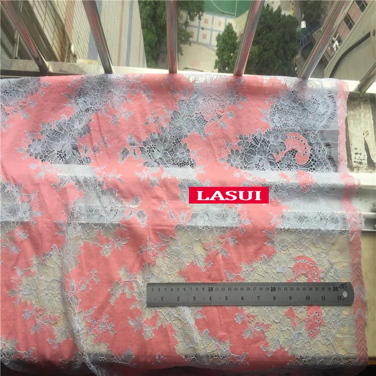 LASUI 1,5 м = 1 шт Высокое качество 23 Цвета двухцветная красивая кружевная ткань с ресницами DIY платье рубашка ткань мягкая приятная для кожи C0157