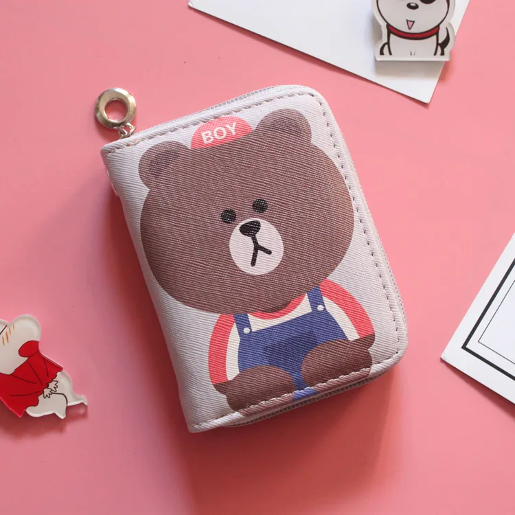 4short purse Мультяшный кожаный кошелек на молнии для девочек, кошелек для монет, медведь, кот, арбуз, фрукты, летняя женская модная сумка для денег, дамские смарт-кошельки для карт - Цвет: 4short purse
