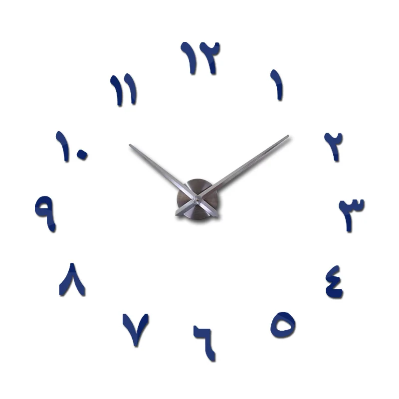 Темно-синий mirror effect Modern style still life diy digital Living room wall stickers home decoration quartz big watch wall clock - Цвет: Темно-синий