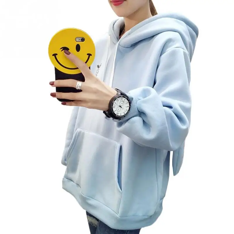 Милые женские толстовки с капюшоном Толстовка вышивкой заячьи ушки пуловеры