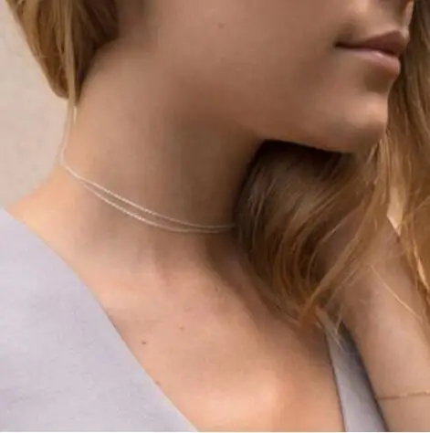 N815 Готическая панк мода простой двухслойный металлический цепочки статья клавикулярное ожерелье леди короткий шеи ювелирных изделий на.