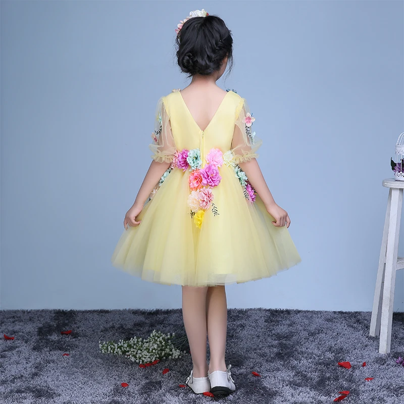 Сладкий для выпускного бала Свадебные Платье в цветочек девочек Мода 2017 г. милые