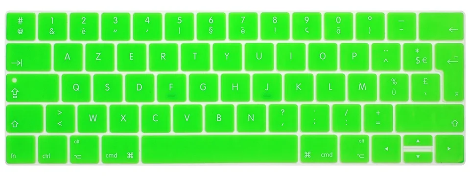 Зеленый Clavier AZERTY раскладка силиконовая клавиатура чехол для нового Macbook Pro 13 15 с сенсорной панелью A1706 A1707 A1989 A1990 защита кожи - Цвет: Зеленый