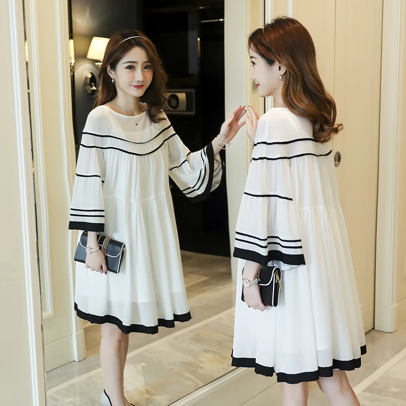 6004 2018 Весенняя новинка чистый цвет в виде листка лотоса край семь минут рукава