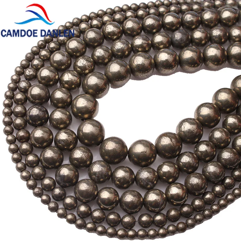 Камдоу данлен натуральный камень Железный Пирит круглые свободные бусины 4 6 8 10 12