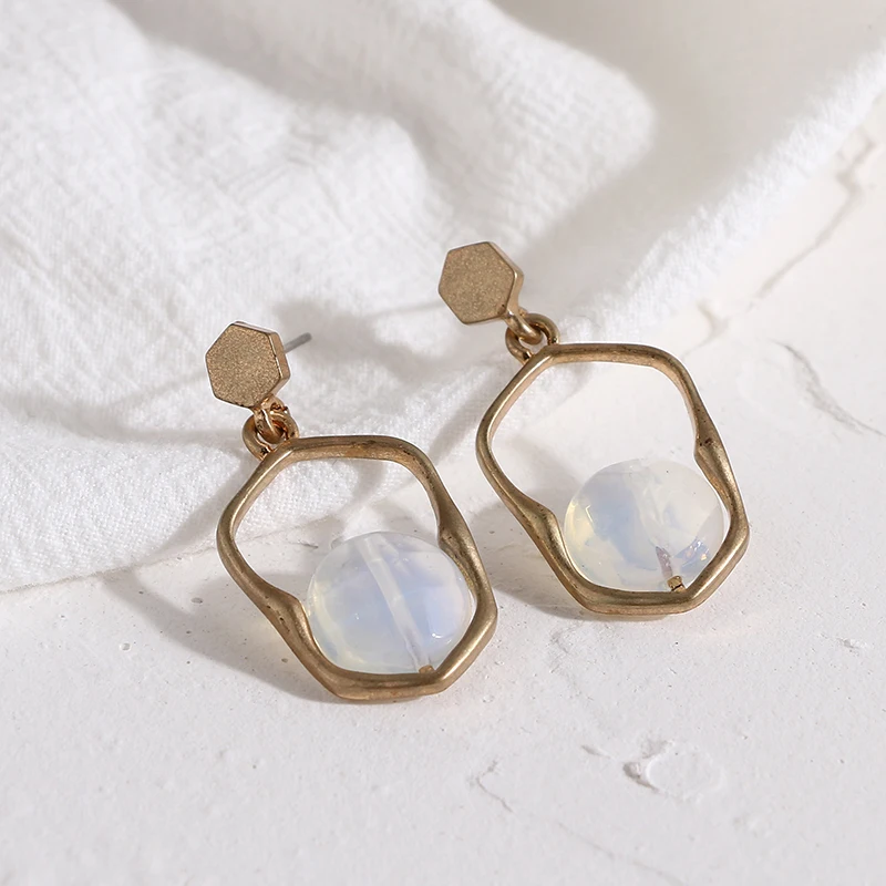 YMYW брендовые Винтажные серьги-капли с геометрическим натуральным камнем