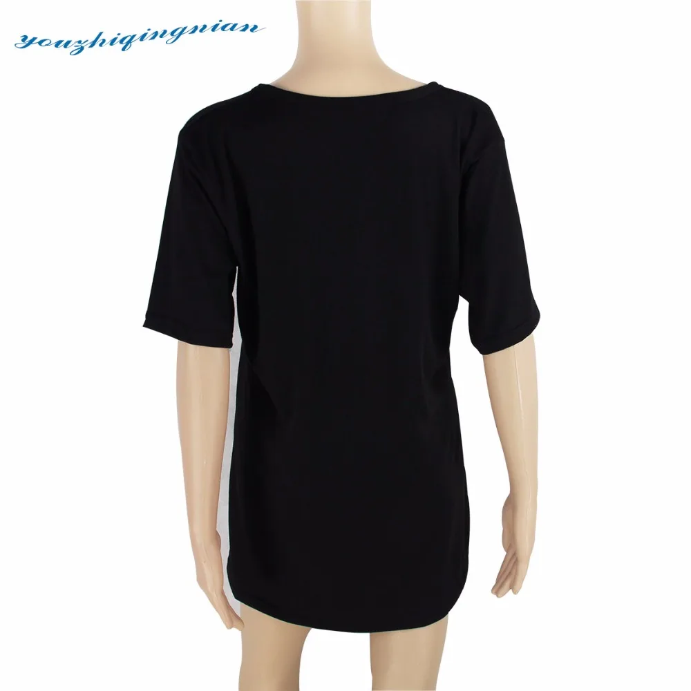 

Women loose summer short sleeve v-neck hollow sexy black fashionable dress