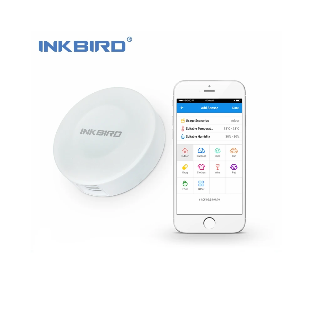 Inkbird IBS TH1 мини регистратор данных беспроводной термометр и гигрометр для iPhone/ Android