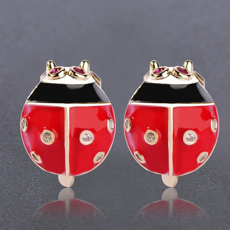 Женские серьги-клипсы с красной эмалью золотого цвета | Украшения и аксессуары