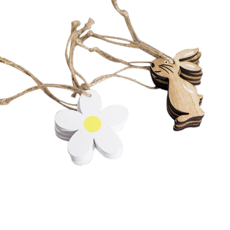 8 шт. Забавный Пасхальный кролик Петух Яйцо цветок деревянные поделки подвесное