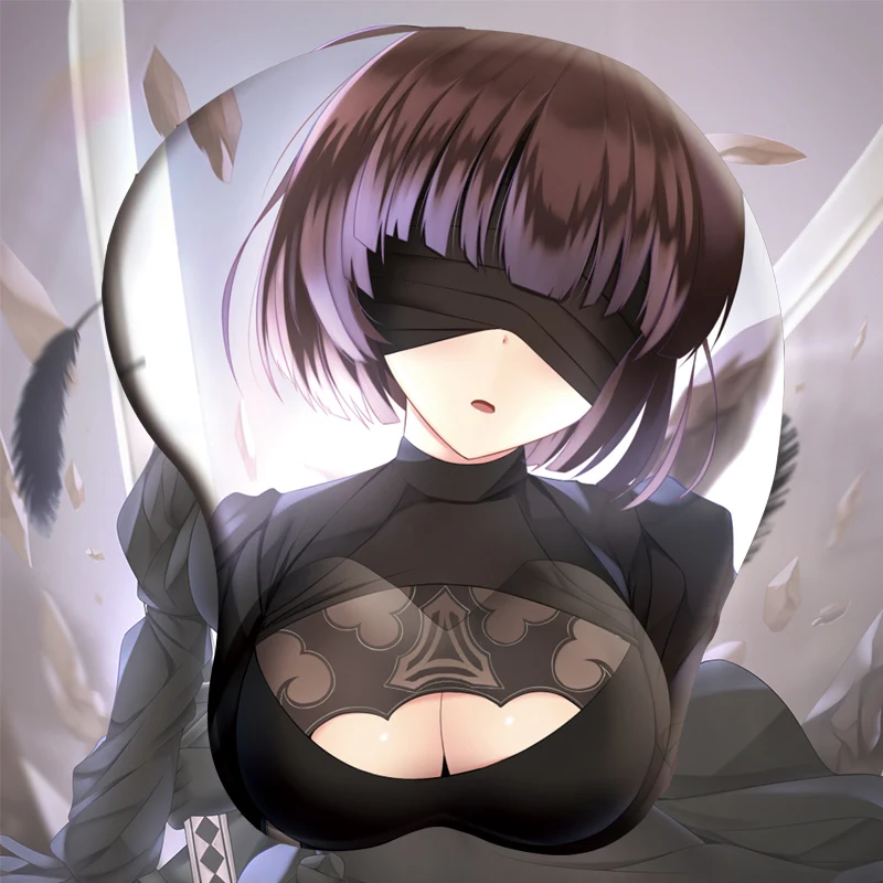 NieR: Automata 2B аниме игровые 3D коврики для мыши, 3D Женская Грудь Коврик для мыши с силиконовым гелем размер запястья 26*21*3,2 см