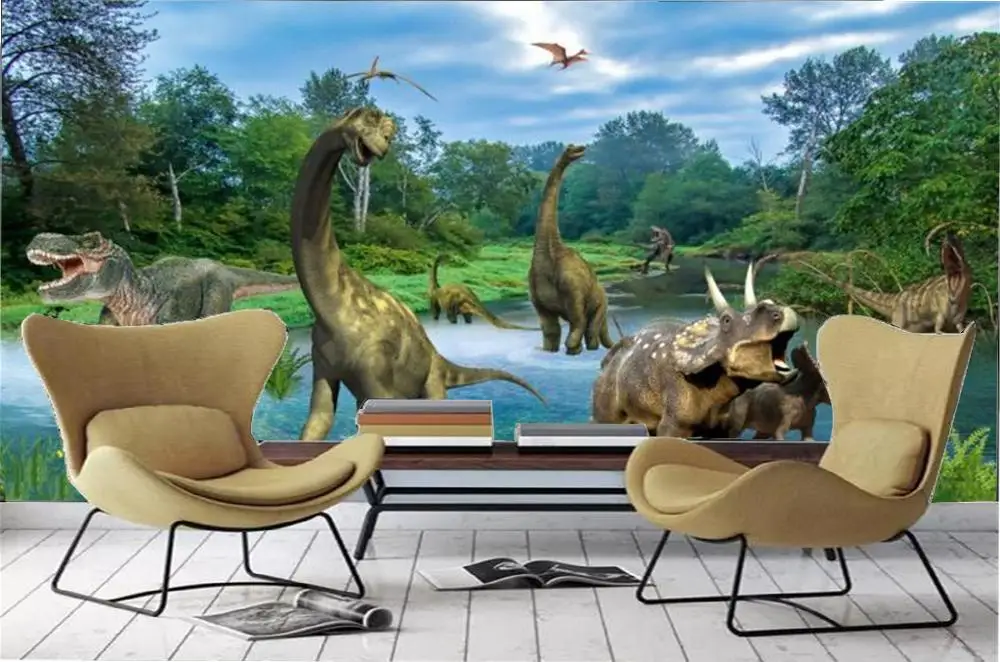 

3D настенная бумага домашний декор на заказ древние времена динозавр 3d животное настенная бумага украшение для помещений Красивая HD настенная бумага