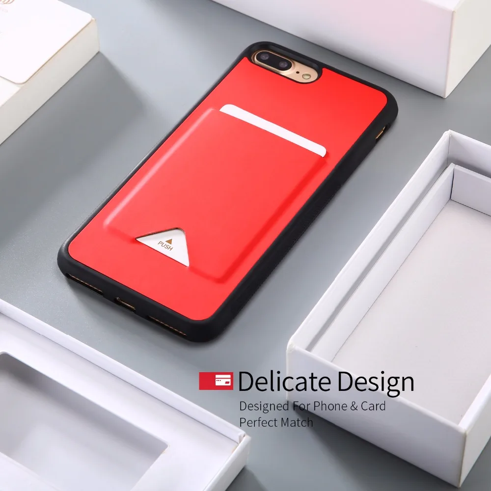 DUX DUCIS чехол для карт из искусственной кожи iPhone 7 Plus 8 задняя крышка кошелек слот