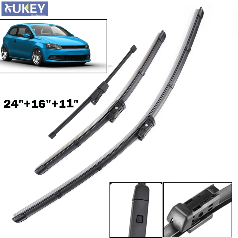 Xukey передние и задние стеклоочистители для VW Polo Хэтчбек 24 &quot16&quot 11 &quot2009 2010 2011 2012