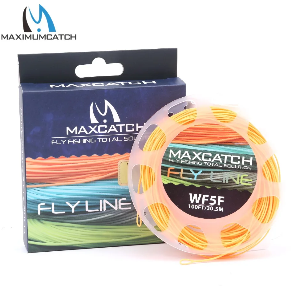 Maximumcatch 1 9wt Вес вперед плавающая рыболовная леска 100FT многоцветная с леской|fishing