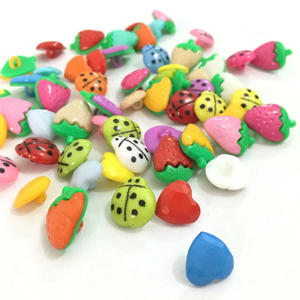 100 шт. Разноцветные Детские пуговицы с 1 отверстием|children buttons|shaped buttonplastic ladybug |