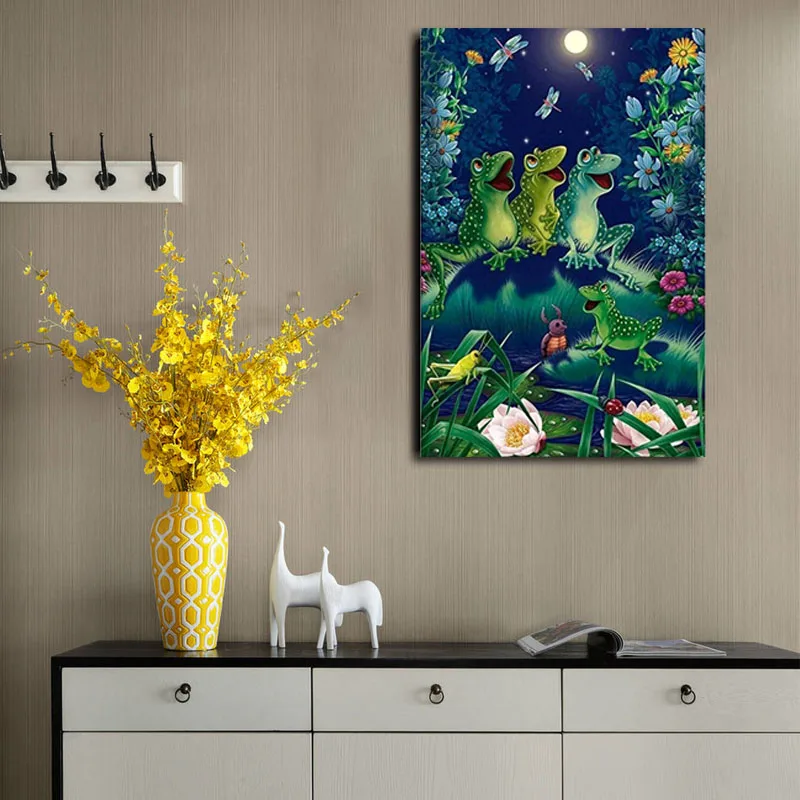 DIY colorings pictures by numbers with frogs picture drawing painting framed Home | Дом и сад