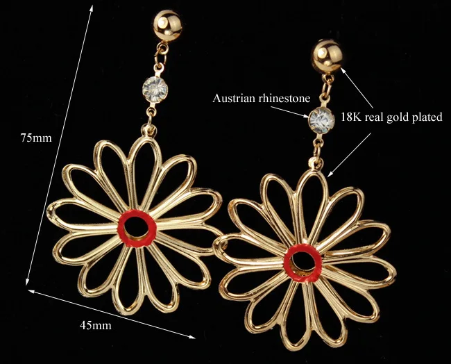 Большие серьги Kpop золотого цвета с красивым цветком для баскетбола женские