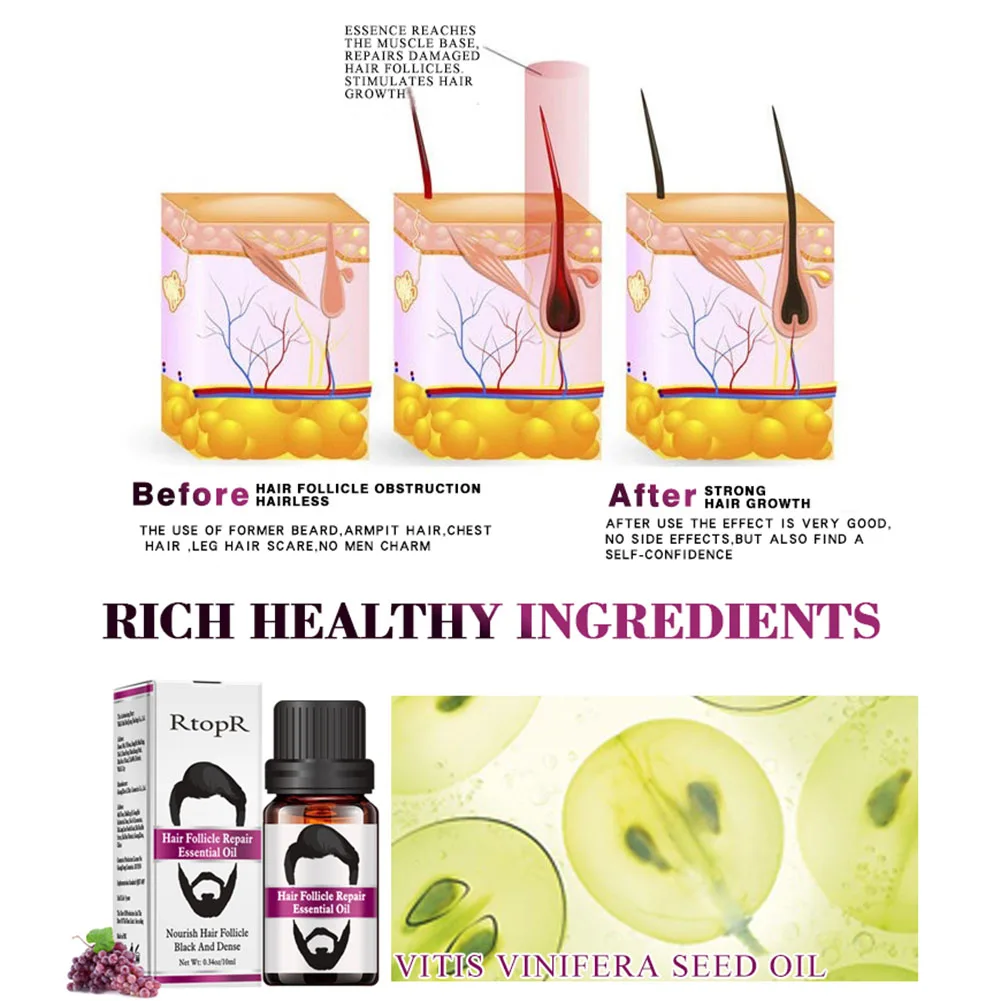 Мужчины Борода фолликул ремонт Уход Эфирное масло тела волосы для бровей