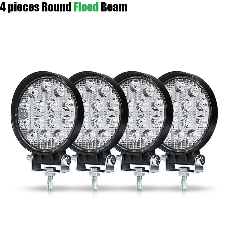 4x Round Flood Beam RACBOX 4 дюйма 48 Вт квадратный светодиодный светильник высокой мощности Точечный светильник прожектор светильник для 4x4 внедорожный ATV UTV грузовик трактор мотоцикл светильник s - Цвет: 4x Round Flood Beam