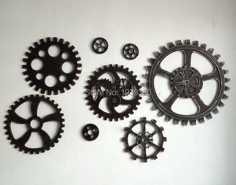 Ретро старинный промышленный Стиль Имитация металла деревянная Шестерня бар