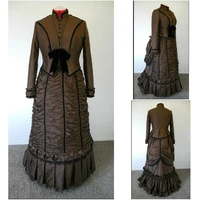 historycustomer made brown 1800s victorian dress 1860s civil war dress theater reenactor costume vintage dress us6 36 v 355