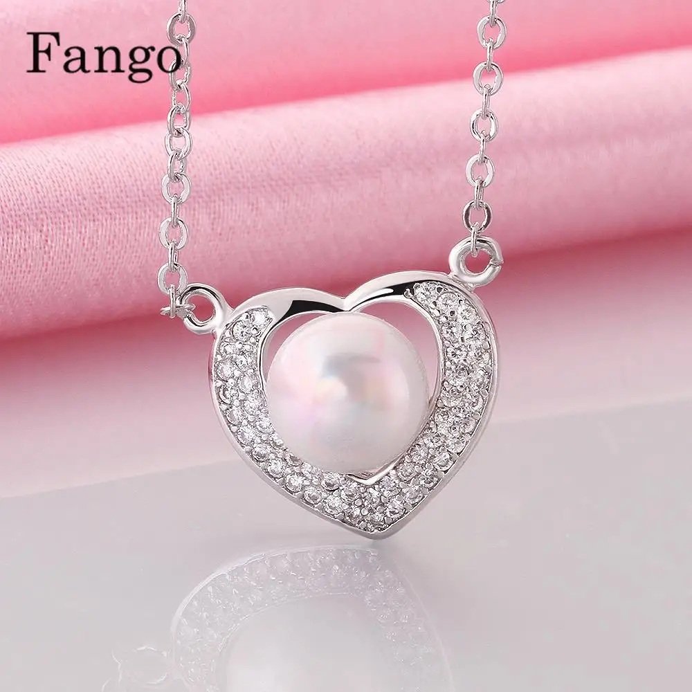 2017 Мода Сердце Женщины Кулон Классический Белый Жемчужное Ожерелье и Ювелирные