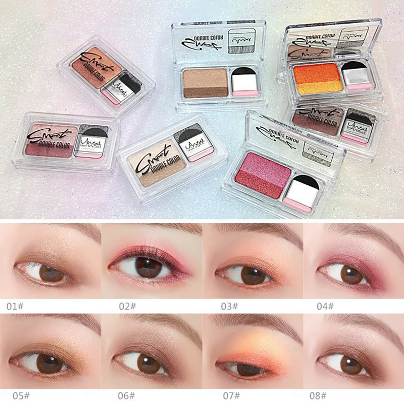 Двойной цвет градиента Eyeshadow профессиональный Shimmer Палитра теней для макияжа