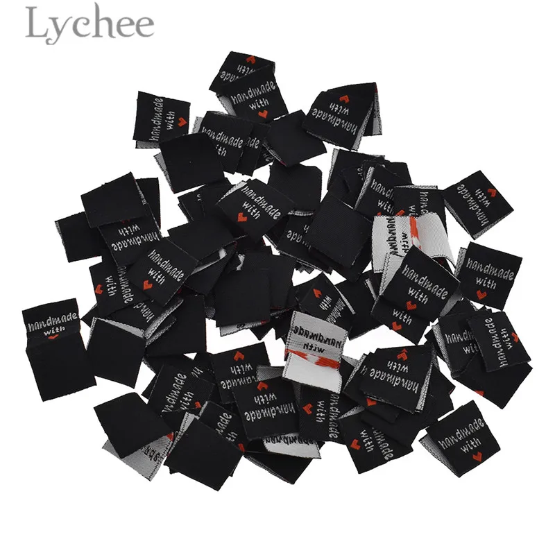 black Lychee 100 шт ручной работы с любовью Одежда Этикетки ярлыки с тиснением DIY этикетки типа «флажок» для швейных аксессуаров - Цвет: black