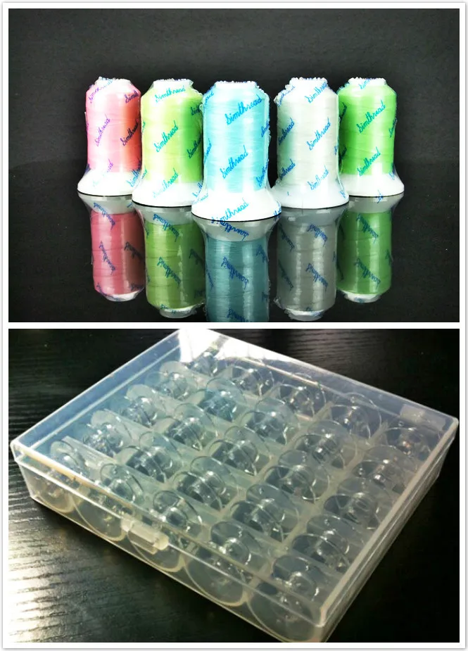 

Polyester Glow In the Dark Thread Luminous Thread Luminous Thread 500m*5 Colors + 25 PCS Plastic Empty Bobbin Case with Box