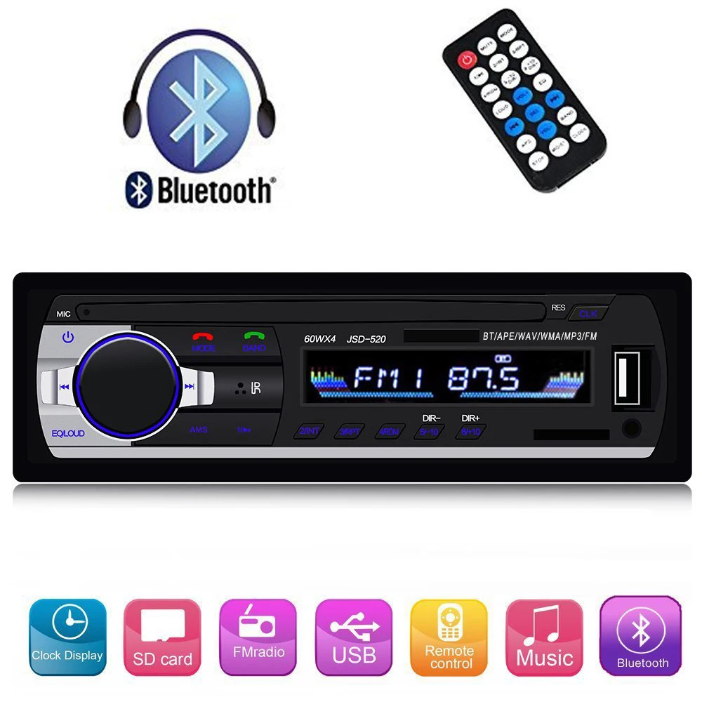 1 шт. автомобильный Радио 1.din стерео сабвуфер Mp3 цифровой плеер fm тюнер 60wx4 с