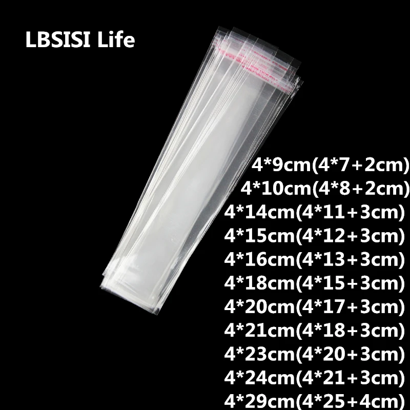 

LBSISI Life 1000 шт 4 см прозрачные длинные самоклеящиеся пакеты Opp для конфет, ювелирных изделий, подарочных пакетов, упаковки карт, маленький плас...