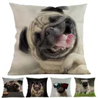 Декоративная подушка 45x45 см с изображением животных, Мопсов, собак