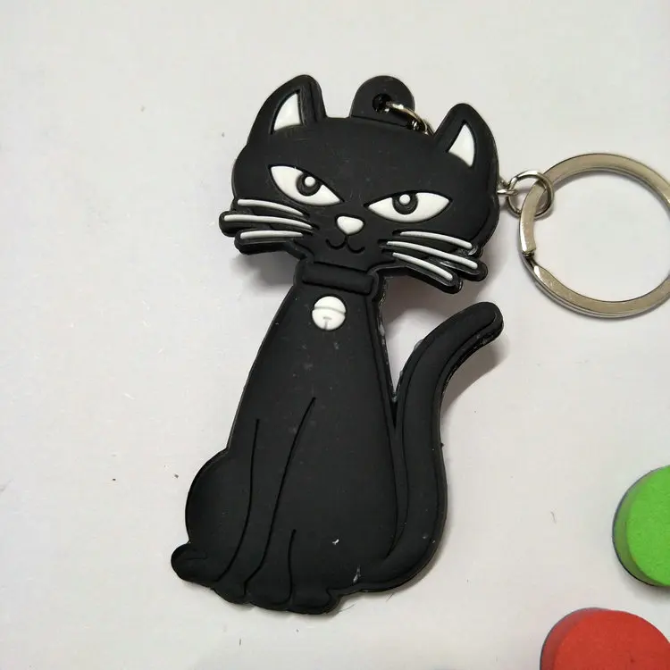 Милый Черный кот кулон двусторонний мягкий каучуковый брелок Kiki Pet аниме