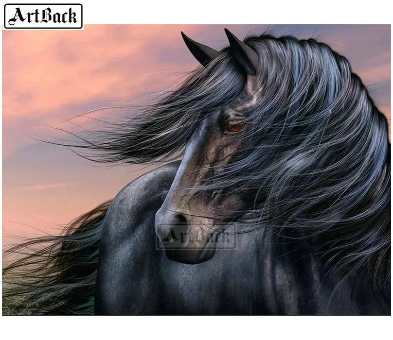 New 5d diy diamond painting black horse icon full square / round drill 3d embroidery resin mosaic home decoration SE19 | Дом и сад