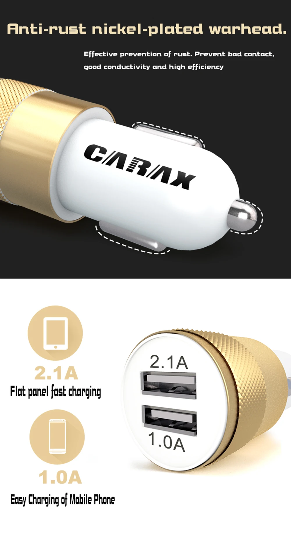 Vacarx розетка для автомобильного прикуривателя одно отверстие двойной USB прикуриватель зарядное устройство с интеллектуальным контролем напряжения батареи
