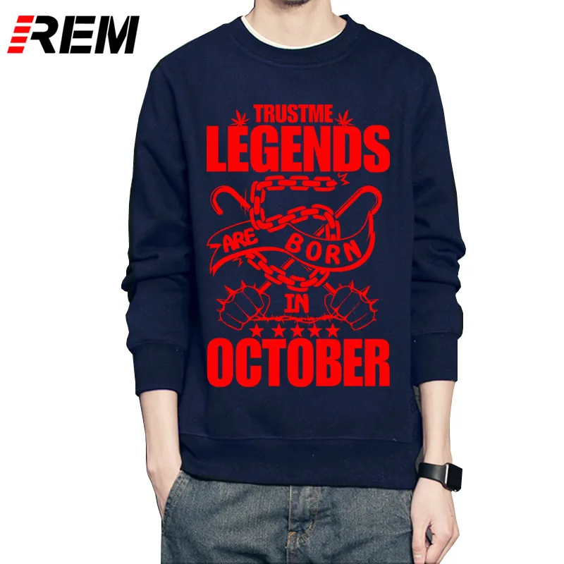 Мужские худи с длинным рукавом REM & надписью Legends Are Born in October мужские рубашки