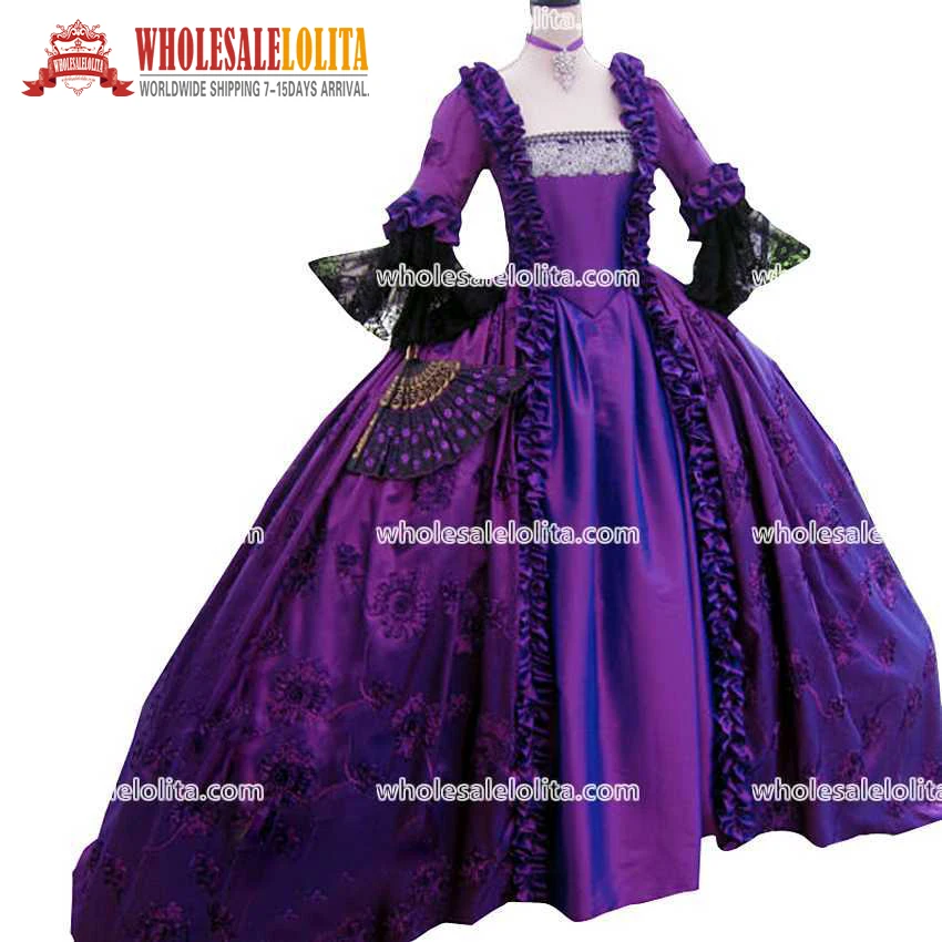 Лучшие продажи 17 века фиолетовый Мария Антуанетта Пол длина праздничная одежда
