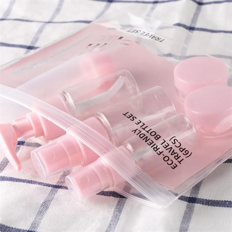 9pcs/set Women Portable Flight Travel Set Spray Bottle Pack Liquid Containers Shampoo Cream Cosmetics Refilable Bottles 20#630
