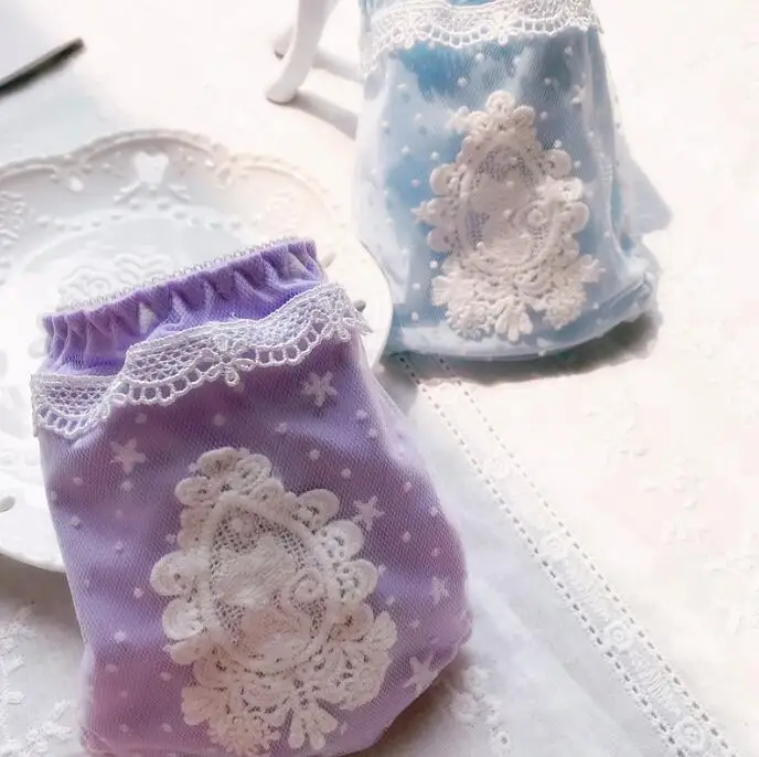 Новое поступление реальное фото M L XL молочный шелк милые Лолита Kawaii вышивка трусики нижнее белье трусики WP571
